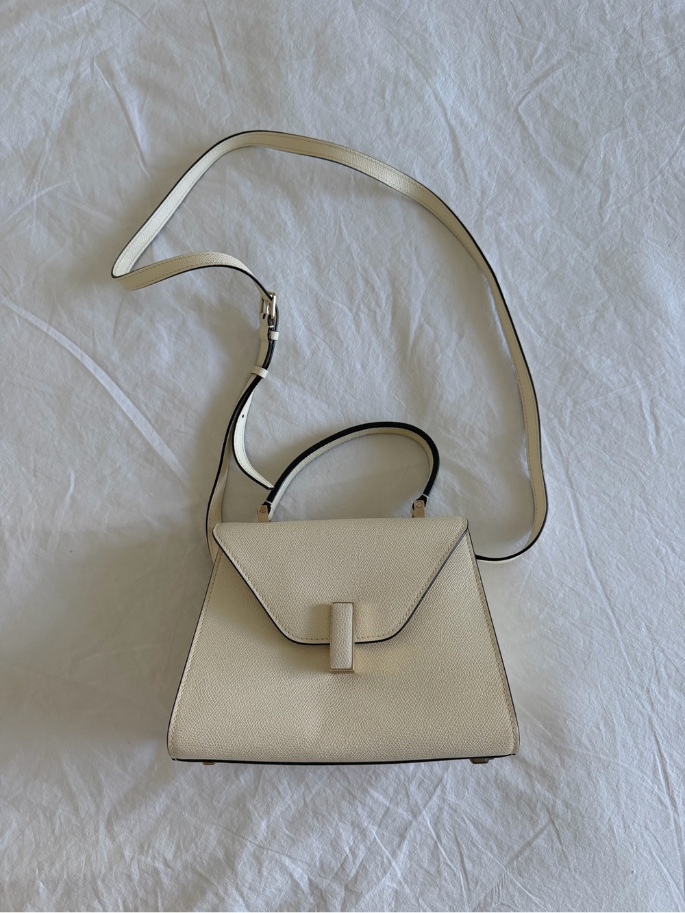 Retail $5800 Valextra Iside Top Handle Mini Bag in Pergamena white